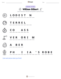 William Gilbert printable worksheet preview