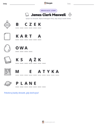 Podgląd drukowalnego arkusza ćwiczeń James Clerk Maxwell
