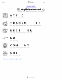 Guglielmo Marconi printable worksheet preview