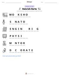 Heinrich Hertz printable worksheet preview
