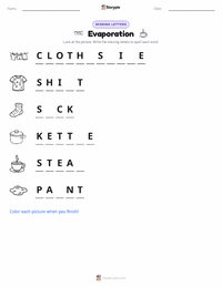 Evaporation printable worksheet preview