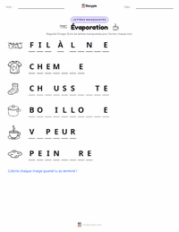 Aperçu de la feuille de travail imprimable Évaporation
