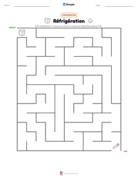Aperçu de la feuille de travail imprimable Réfrigération