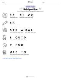 Refrigeration printable worksheet preview