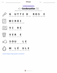 Aperçu de la feuille de travail imprimable Condensation