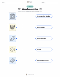 Waschmaschine druckbare Arbeitsblatt für Kinder