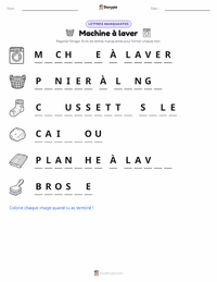 Aperçu de la feuille de travail imprimable Machine à laver