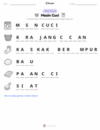 Prabaca lembar kerja cetak Mesin Cuci