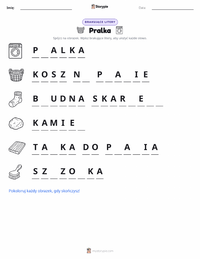 Podgląd drukowalnego arkusza ćwiczeń Pralka