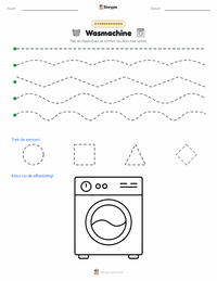 Wasmachine afdrukbare werkblad voorbeeld