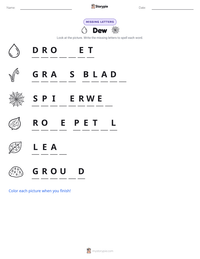 Dew printable worksheet preview