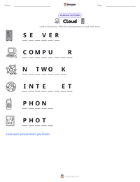 Cloud printable worksheet preview