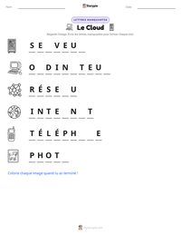 Aperçu de la feuille de travail imprimable Le Cloud