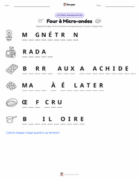 Aperçu de la feuille de travail imprimable Four à micro-ondes