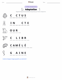 Aperçu de la feuille de travail imprimable Adaptation