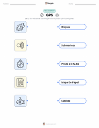 Hoja de trabajo imprimible de Sistema de Posicionamiento Global para niños