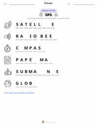 GPS printable worksheet preview