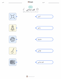 ورقة عمل قابلة للطباعة قمر صناعي للأطفال
