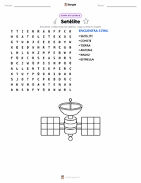 Vista previa de la hoja de trabajo imprimible de Satélite