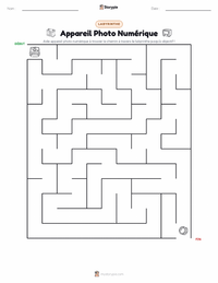 Aperçu de la feuille de travail imprimable Appareil photo numérique