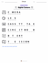 Digital Camera printable worksheet preview