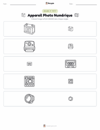 Aperçu de la feuille de travail imprimable Appareil photo numérique