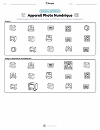 Aperçu de la feuille de travail imprimable Appareil photo numérique