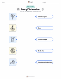 Lembar kerja cetak Energi Terbarukan untuk anak-anak