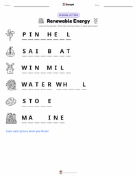 Renewable Energy printable worksheet preview