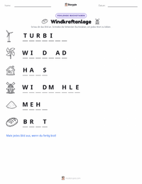 Windkraftanlage druckbare Arbeitsblatt Vorschau