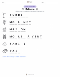 Aperçu de la feuille de travail imprimable Éolienne