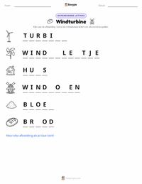 Windturbine afdrukbare werkblad voorbeeld