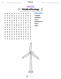 Windkraftanlage druckbare Arbeitsblatt Vorschau