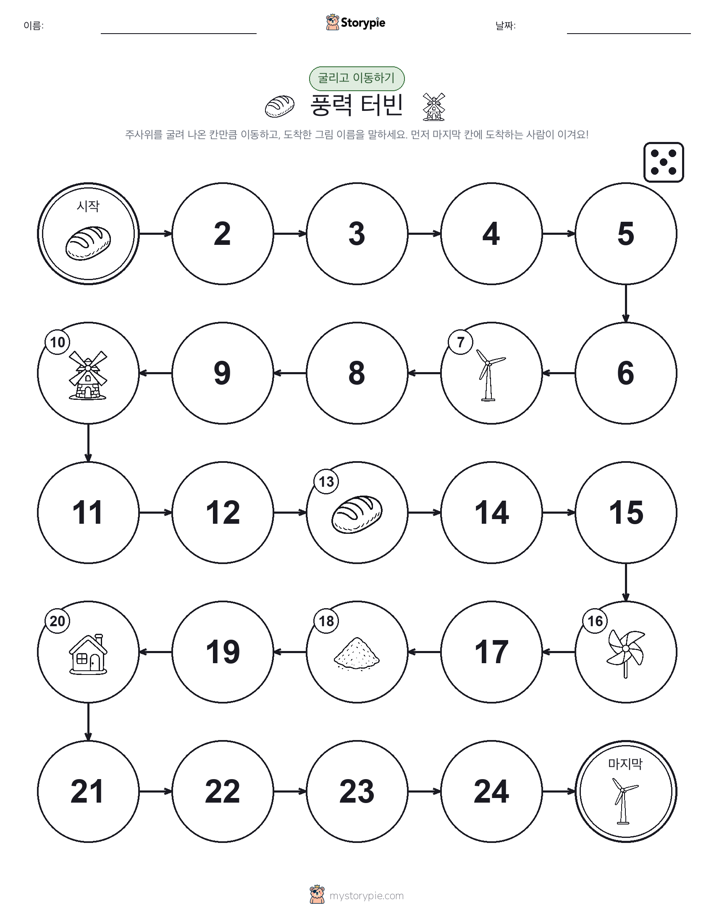 주사위 굴리고 이동하기 게임