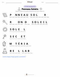 Aperçu de la feuille de travail imprimable Panneaux Solaires