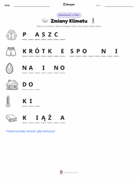 Podgląd drukowalnego arkusza ćwiczeń Klimat