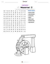 Wasserrad druckbare Arbeitsblatt Vorschau