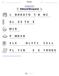 Edmond Becquerel printable worksheet preview