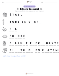 Aperçu de la feuille de travail imprimable Edmond Becquerel