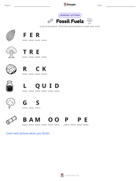 Fossil Fuels printable worksheet preview