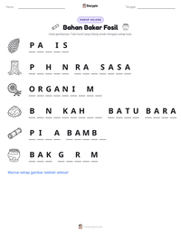 Prabaca lembar kerja cetak Bahan Bakar Fosil