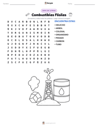 Vista previa de la hoja de trabajo imprimible de Combustibles Fósiles