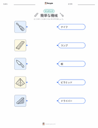 単純機械 の子供向け印刷可能ワークシート