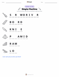Simple Machine printable worksheet preview