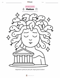 Medusa çocuklar için boyama sayfası