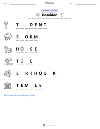 Poseidon printable worksheet preview