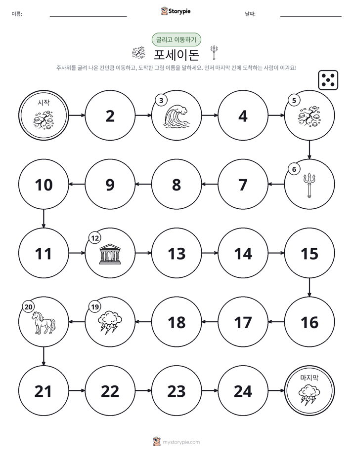 주사위 굴리고 이동하기 게임