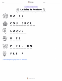 Aperçu de la feuille de travail imprimable La Boîte de Pandore