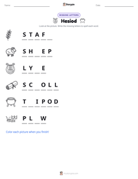 Hesiod printable worksheet preview