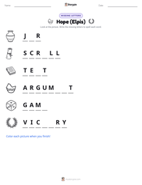 Hope (Elpis) printable worksheet preview